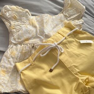 Yellow Floral Top and Shorts Set